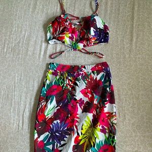 Two Piece Floral Long Skirt Set